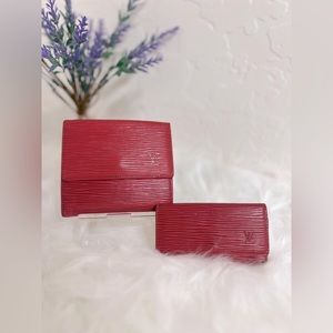 LV Red Epi Wallet and a Keychain Bundle
